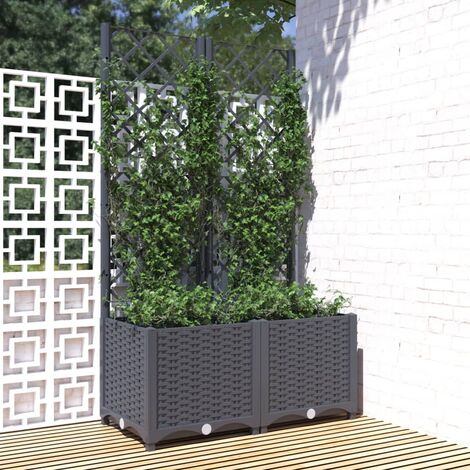 Jardinière avec treillis Gris foncé 80x40x136 cm PP (1/5)