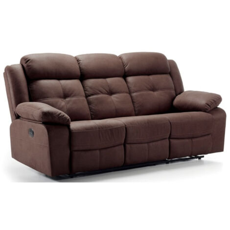 Canapé de relaxation en nubuck Farenza-Marron-Système Fixe - sans relax-2 places (1/5)