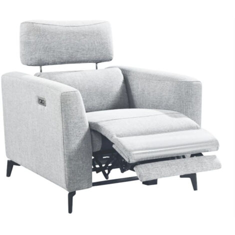Canapé de relaxation électrique en tissu Bakay-Gris clair-Système Electrique-1 place fauteuil