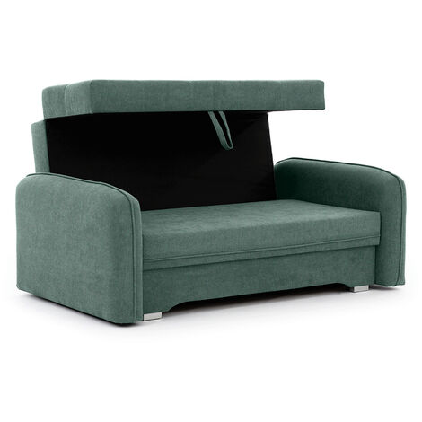 Petit canapé convertible original tissu vert émeraude Lany 155cm