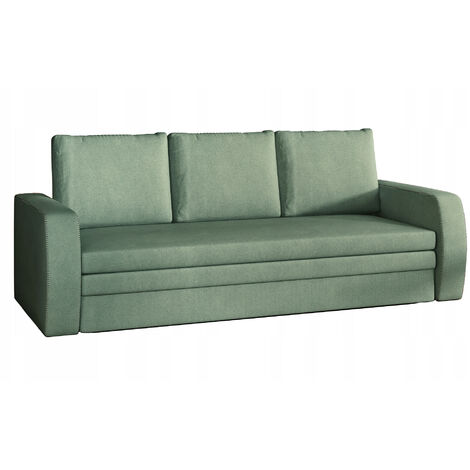 Canapé lit tissu vert avec coffre de rangement Liverna 220cm (1/5)