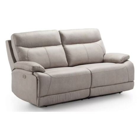Canapé de relaxation électrique en microfibre Ducka-Beige-Système Electrique-2 places