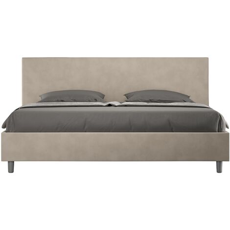 Lit double 180x200 cm tissu sable Adelyne- (1/5)