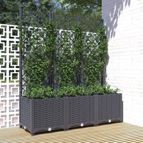 Jardinière avec treillis Gris foncé 120x40x136 cm PP (1/5)
