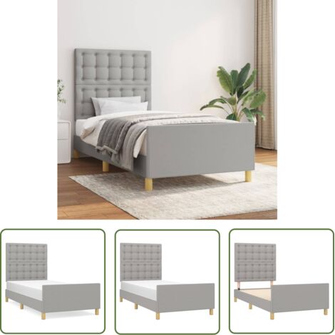 Lit avec tête de lit Gris clair 80x200 Tissu 2 (1/5)