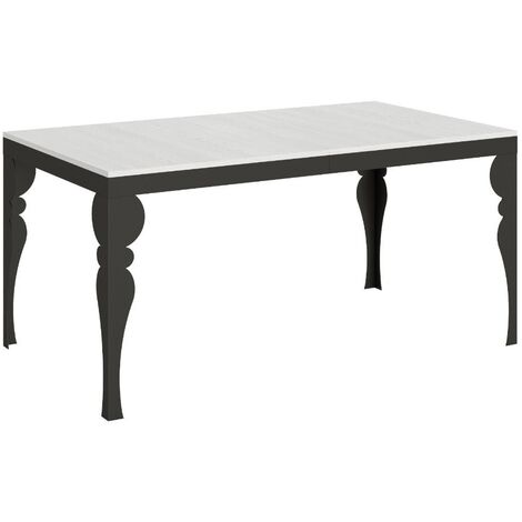 Table extensible 6 à 20 places L 160 à 420cm blanc et pieds gris foncé Patone (1/5)