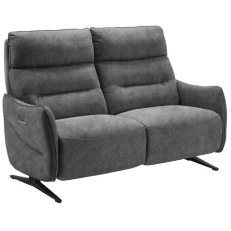 Canapé de relaxation en microfibre Kondonia-Gris-Système Fixe - sans relax-2 places