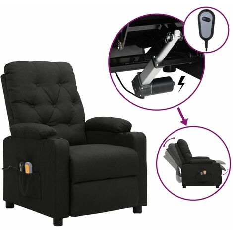 Fauteuil de massage inclinable électrique Noir Tissu (1/5)