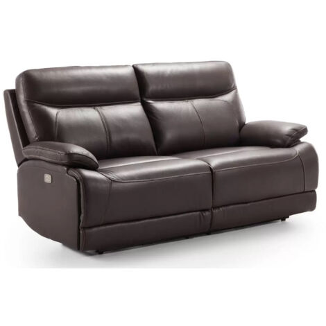 Les Tendances – Canapé relax électrique 2 places en cuir marron – Système fixe – Accoudoirs en fibres siliconées – Dimensions L 154 x P 97 x H 99 cm - relax-2
