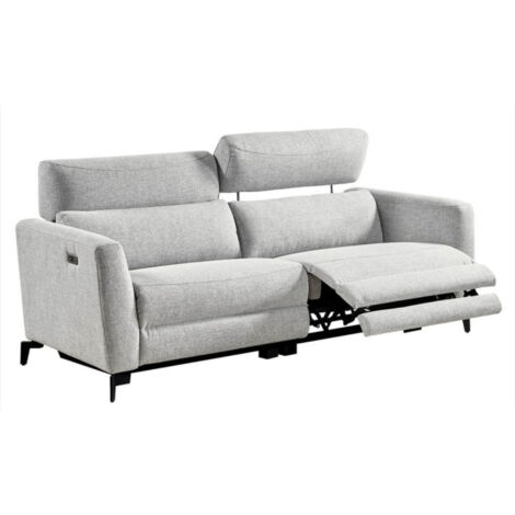 Canapé de relaxation électrique en tissu Bakay-Gris clair-Système Electrique-2 places