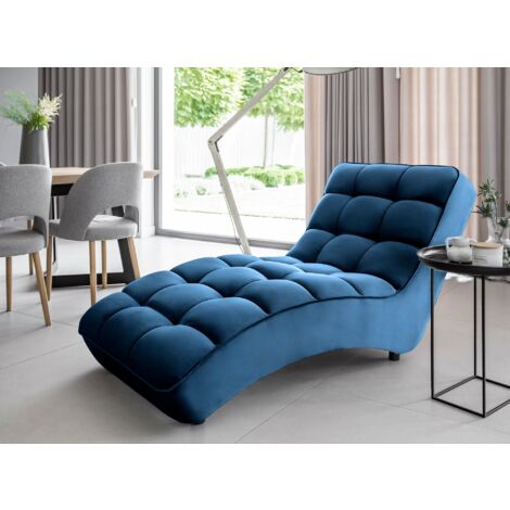 Les Tendances – Chaise longue d'intérieur velours capitonné – Largeur 85 cm – Profondeur 170 cm – Hauteur 85 cm – Rembourrage ressorts ondulés