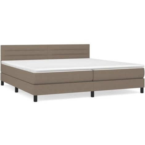 Lit à sommier tapissier avec matelas Taupe 200x200 Tissu 3 (1/5)