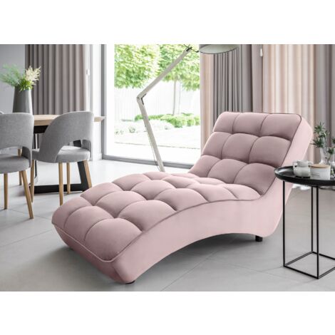 Chaise longue d'intérieur velours capitonné RIKAL – Confort et raffinement-Rose balais