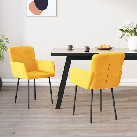 Chaises de salle à manger 2 pcs Jaune Velours (1/5)