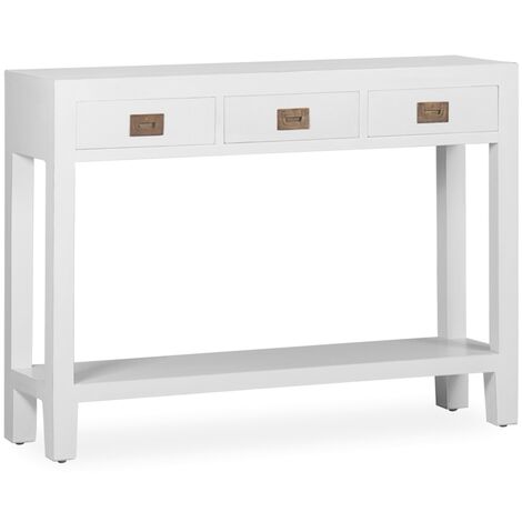 Console bois massif de mindi blanc Kourame 110cm (1/3)