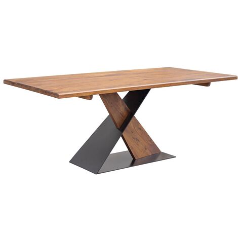 Table de repas rectangulaire en bois de manguier et acier noir Munko 190cm (1/4)