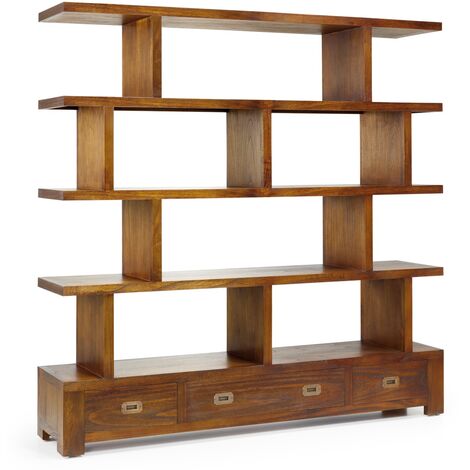 Bibliothèque en bois massif de Mindy 3 tiroirs Orka 160cm (1/4)