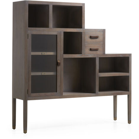Bibliothèque en bois massif de mindi marron Kazane 150cm (1/4)