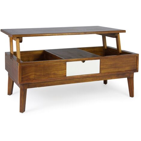 Table basse relevable bois massif de mindi Kretos 115cm