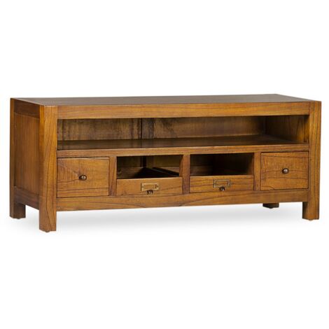 Meuble TV en bois massif de Mindy 4 tiroirs 1 niche Orka 110cm