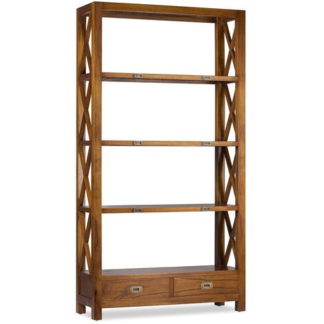 Bibliothèque en bois massif de Mindy 4 niveaux 2 tiroirs Orka 100cm (1/5)