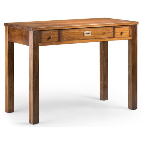 Bureau en bois massif de Mindy 3 tiroirs Orka 110cm (1/5)
