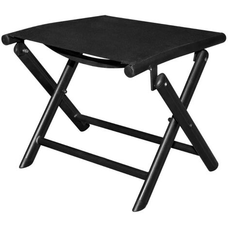 Repose pieds pliable rectangulaire tissu noir et métal noir Indola (1/5)