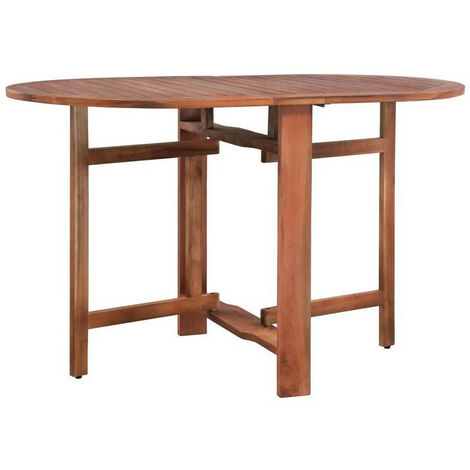 Table de jardin ovale pliable acacia massif foncé Woun (1/5)