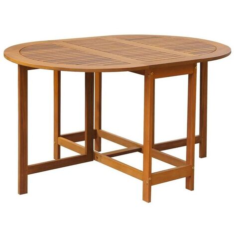 Table de jardin ovale pliable acacia massif clair Woun 130cm (1/3)