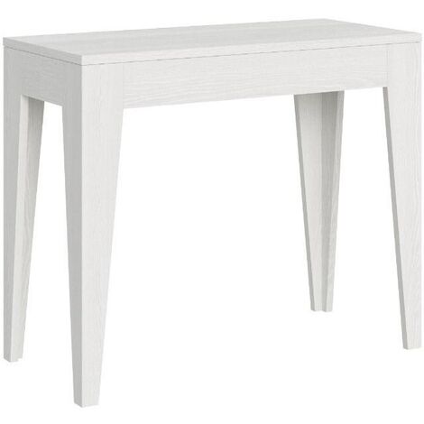 Console extensible bois blanc 8 personnes 42 à 198cm Kanda-Support 4 pieds