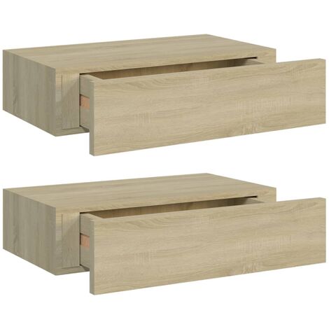 Étagères à tiroirs murales 2 pcs Chêne 40x23,5x10 MDF (1/5)