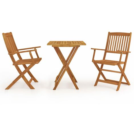 Mobilier à dîner de jardin pliable 3 pcs Bois d'acacia solide 6 (1/5)