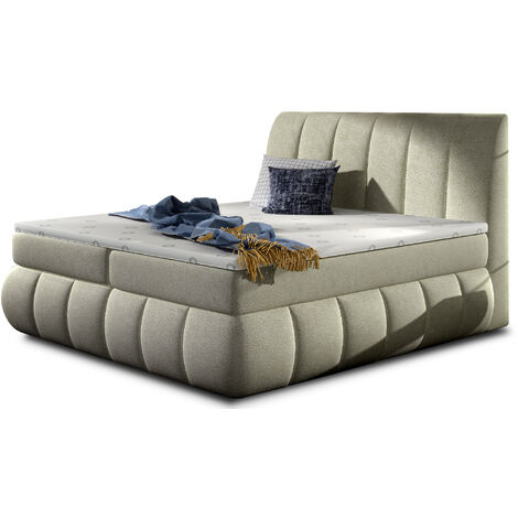 Lit continental tissu beige clair Florencia-140x200 (1/5)