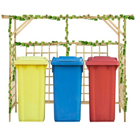 Pergola de jardin pour poubelles triples Bois de pin imprégné (1/5)
