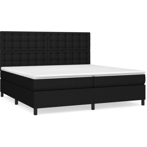 Lit à sommier tapissier avec matelas Noir 200x200 cm Tissu (1/5)
