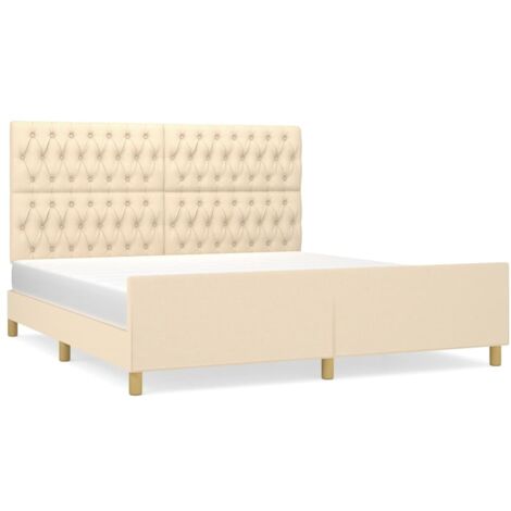 Lit avec tête de lit Crème 180x200 Tissu (1/5)