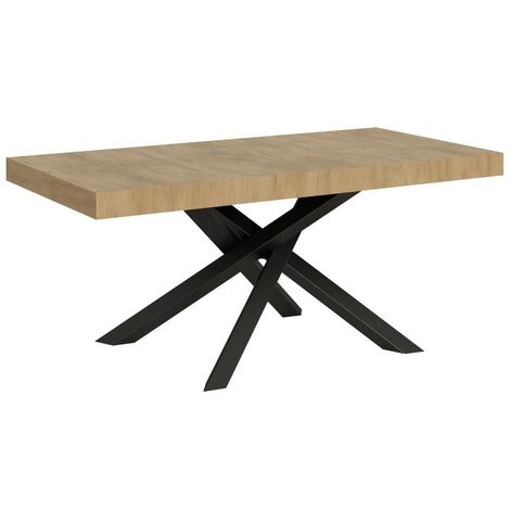 Table à manger design chêne clair et pieds entrelacés anthracite 180cm Artemis (1/5)