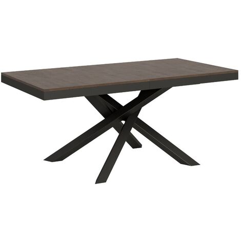 Table extensible bois marron et cadre anthracite 180-440cm Klass (1/5)