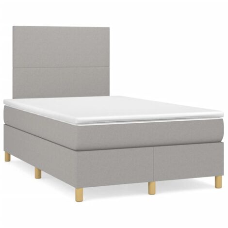 Lit à sommier tapissier avec matelas Gris clair 120x200 Tissu 2 (1/5)