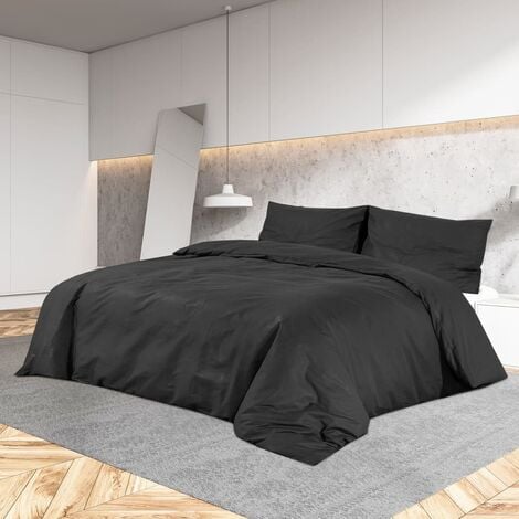 Parure de lit en Coton Noir 220x240 cm PRESTIGE