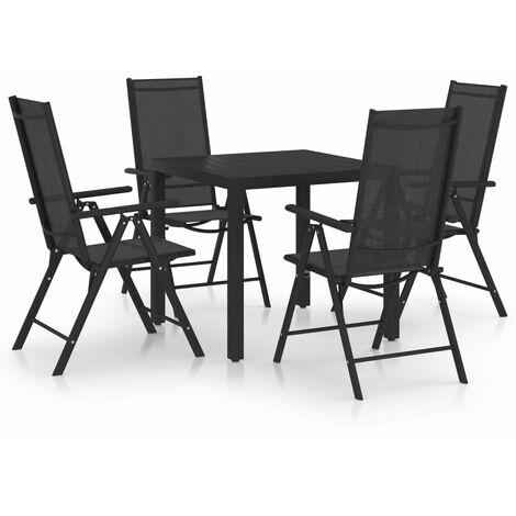 Ensemble de salle à manger de jardin 5 pcs Aluminium Noir 4 (1/5)