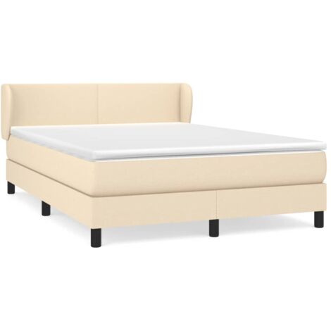 Lit à sommier tapissier avec matelas Crème 140x200 Tissu 6 (1/5)