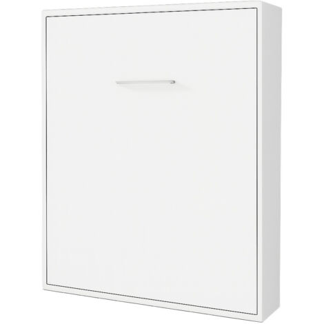 Lit escamotable vertical 160x200 avec étagères intérieures Paola-Coffrage Blanc-Façade Blanche