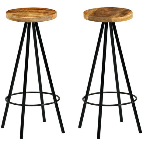 Tabouret de bar manguier massif clair Ive - Lot de 2 (1/5)