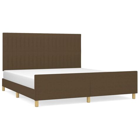 Lit avec tête de lit Marron foncé 180x200 Tissu (1/5)