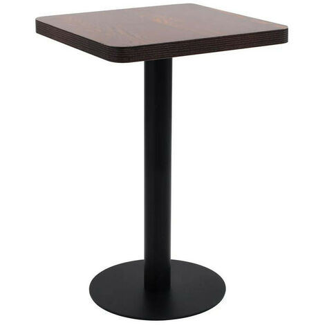 Table de bar carrée bois foncé et pied métal noir Kalas 50cm (1/5)