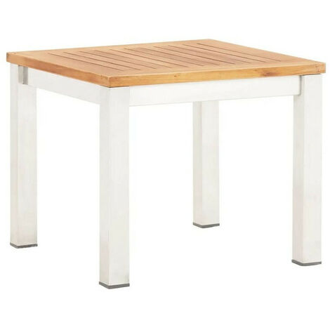 Table d'appoint de jardin acacia massif clair et métal Piriz (1/3)
