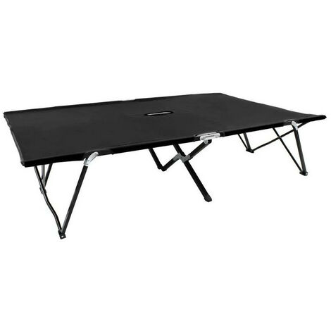 Chaise longue 2 places pliable tissu noir et métal noir Bura (1/4)