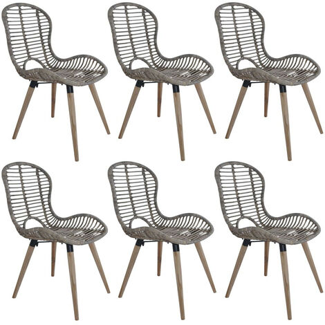 Chaises de salle à manger 6 pcs Marron Rotin naturel (1/5)