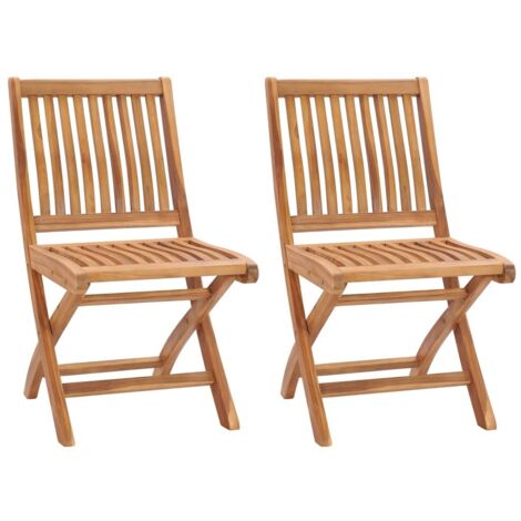 Lot de 2 chaises de jardin pliables en bois de teck KANSA (1/5)